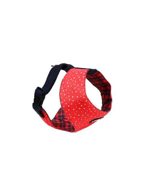 

Heads Up For Tails Red & Navy Blue Printed Reversible Dog Harness