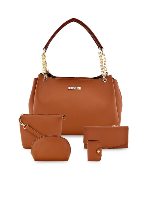

LaFille Tan Brown Set of 5 Solid Shoulder Bag