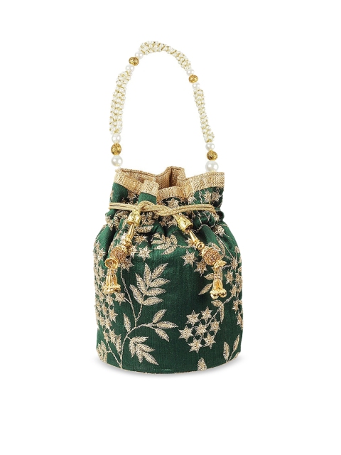 

Mochi Green Embellished Handheld Bag