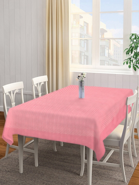 

NEUDIS Pink Woven-Design Jacquard 4-Seater Square Table Cover