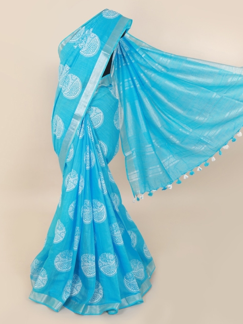 

Pothys Blue Woven Design Linen Blend Saree