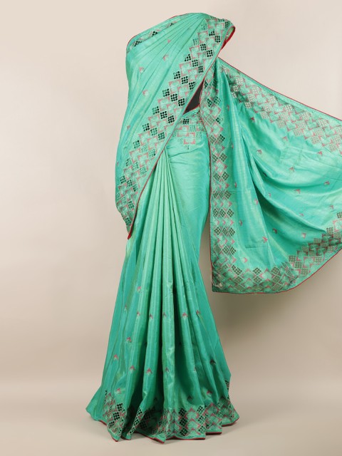 

Pothys Sea Green Embroidered Art Silk Saree