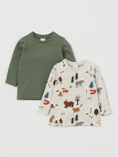 

H&M Boys 2 Pack Multicoloured Cotton Jersey Tops, Multi