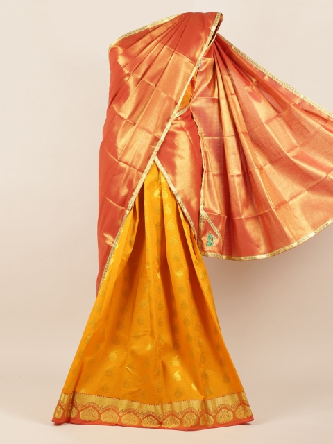 

Pothys Peach-Coloured Woven Design Tissue Half Saree