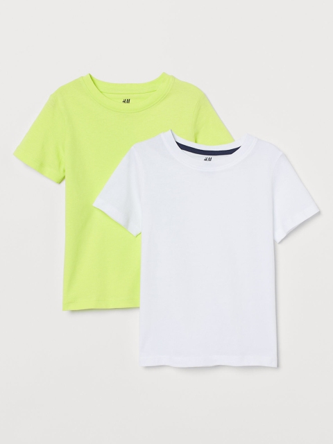 

H&M Boys White & Yellow Solid 2-Pack Cotton T-shirts
