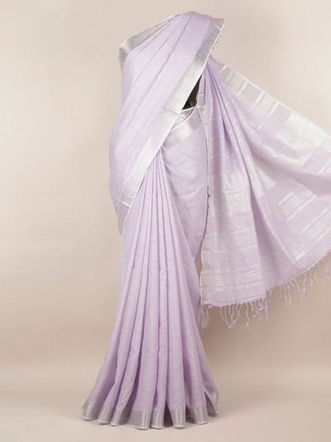 

Pothys Purple Solid Linen Blend Saree