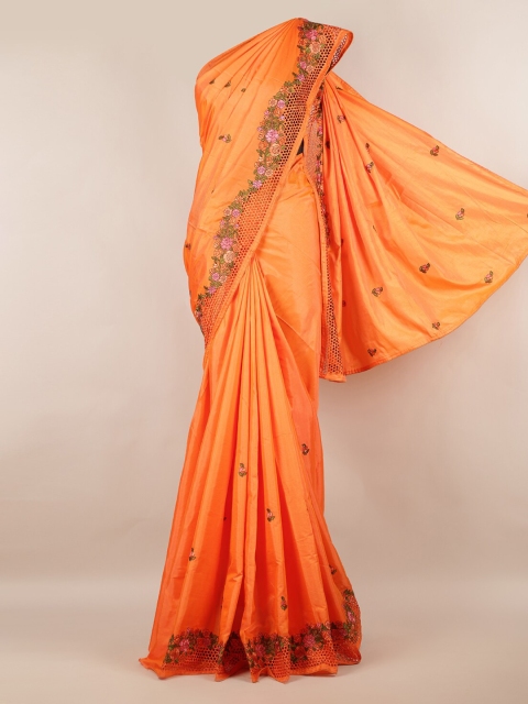 

Pothys Orange Printed Art Silk Saree