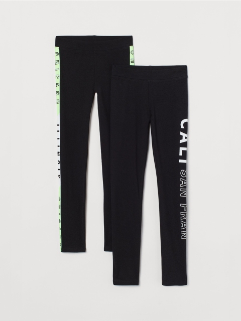 

H&M Girls Black 2-Pack Leggings