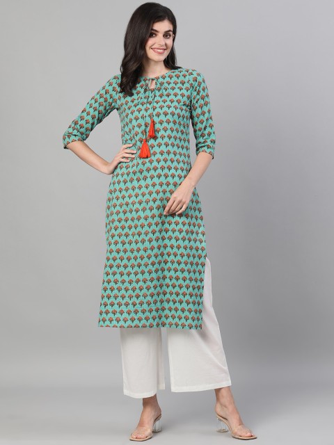 

Nayo Women Green Printed Kurta with Palazzos