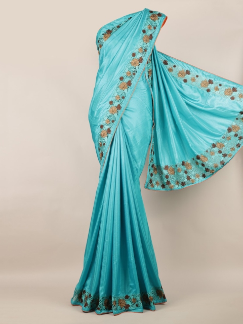 

Pothys Blue & Brown Art Silk Embroidered Saree