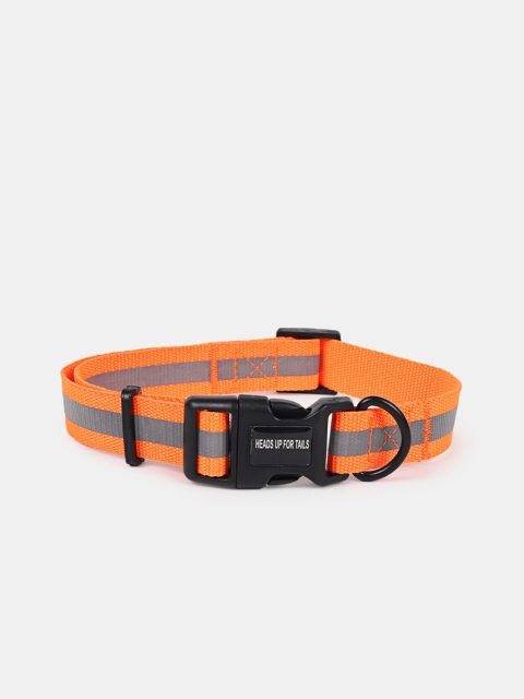 

Heads Up For Tails Orange & Grey Striped Reflective Dog Collar