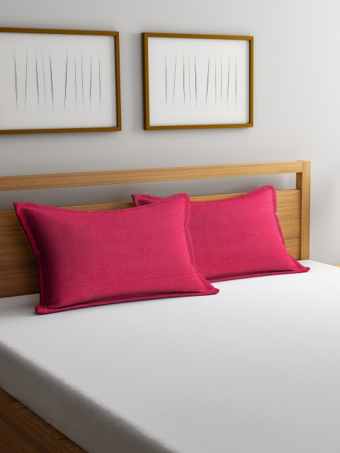 

DREAM WEAVERZ Set Of 2 Printed Pillow Covers, Pink
