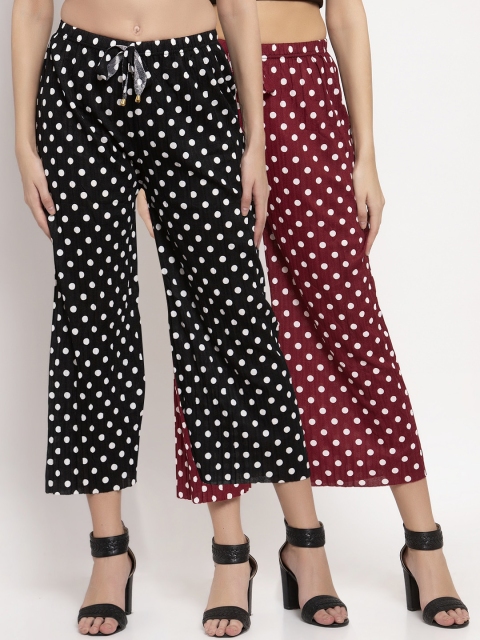 

KLOTTHE Women Pack of 2 Multicoloured Printed Wide Leg Palazzos, Multi