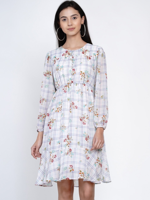 

Abiti Bella Women White Printed Fit and Flare Dress