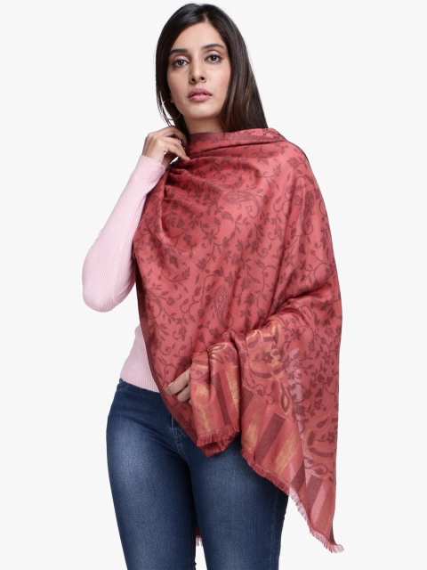 

Scarves & Glitters Women Rust Brown Woven Design Stole