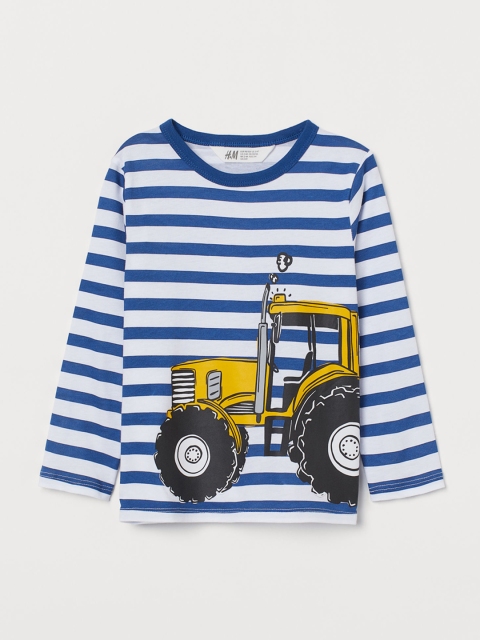 

H&M Boys White & Blue Long-Sleeved Jersey Top