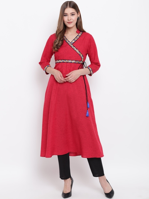 

Shakumbhari Red Quirky Yoke Design Thread Work Kurta