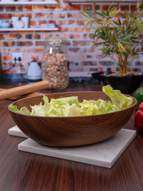 

GOODHOMES Brown Wooden Finish Melamine Oval Bowl