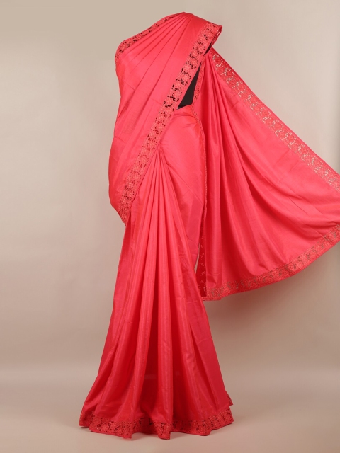 

Pothys Pink Solid Art Silk Saree