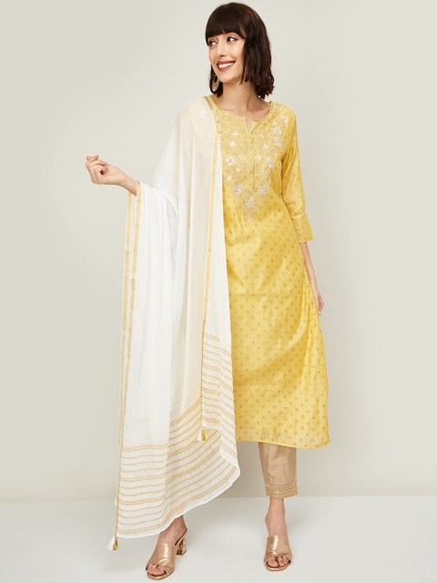 

Melange by Lifestyle White & Gold-Toned Printed Dupatta
