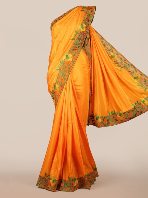 

Pothys Yellow Solid Art Silk Saree