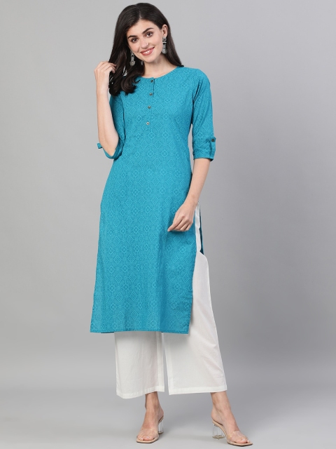 

Nayo Blue Geometric Printed Kurta