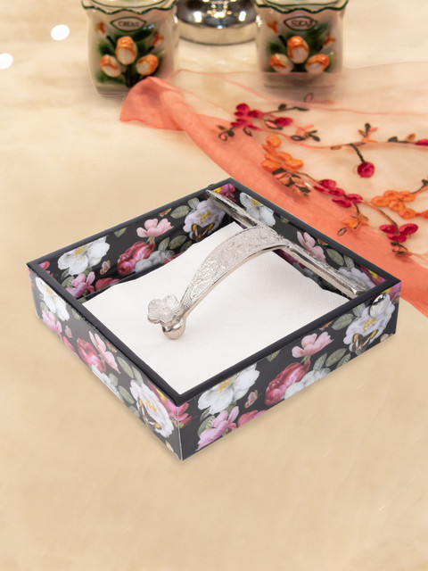 

Tistabene Black & Pink Floral Printed Tissue Box Holder