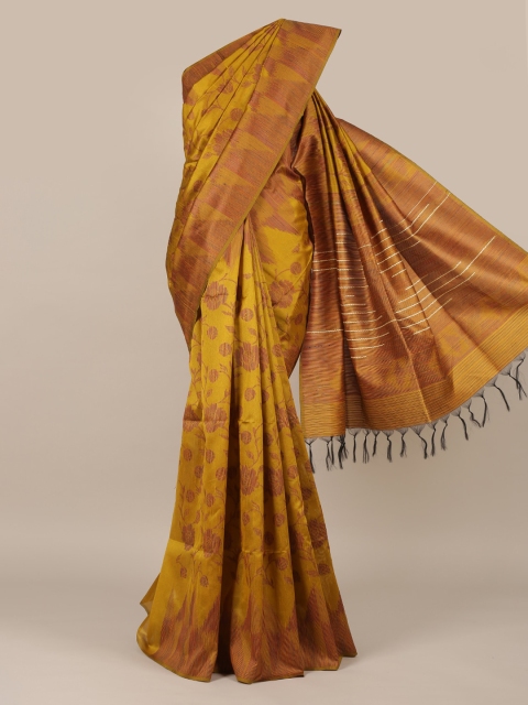 

Pothys Yellow Woven Design Jute Silk Saree