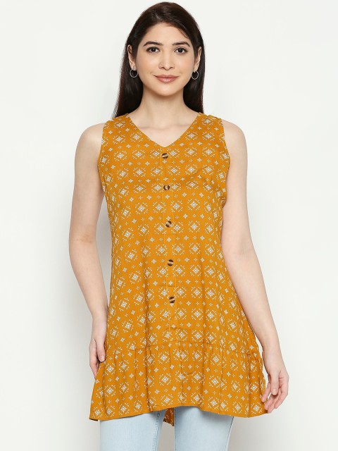 

People Women Yellow & White Printed Tunic