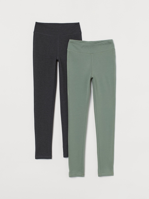 

H&M Girls 2-Pack Sweatshirt Leggings, Grey
