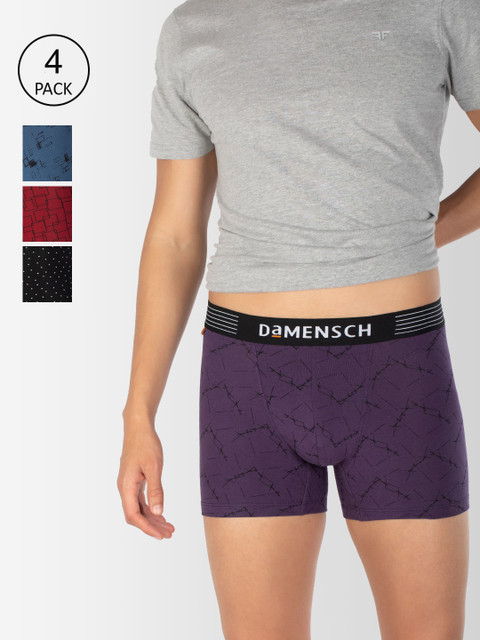

DAMENSCH Men Pack Of 4 Deodorizing Trunks DAM-CTP-T-PNP-SNR-MRB-SPB-PACK-4-MIX, Purple