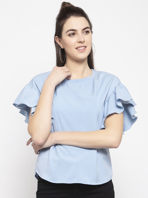 

EMBLAZE Blue Flared Sleeves Top