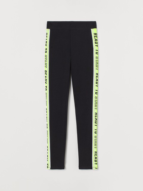 

H&M Girls Black Printed Leggings