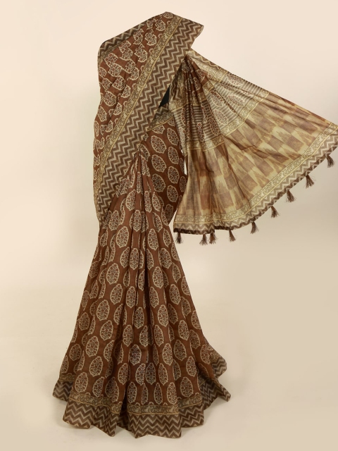 

Pothys Brown Printed Cotton Blend Saree