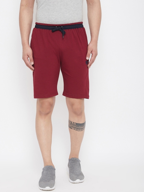 

Adobe Men Burgundy Solid Regular Fit Sports Shorts