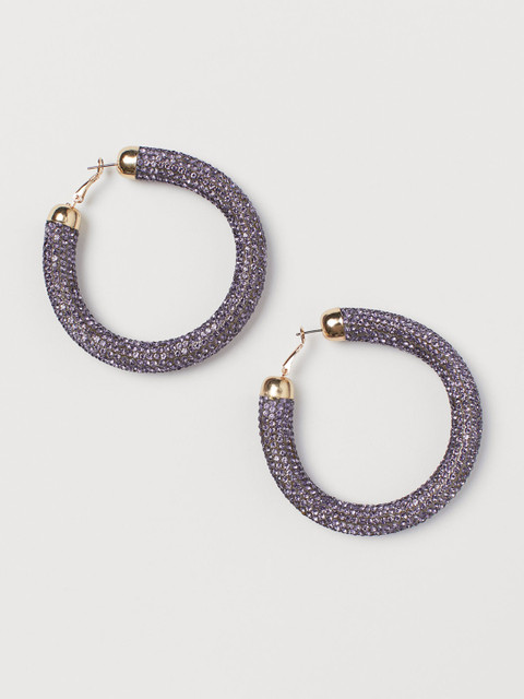 

H&M Purple Rhinestone Hoop Earrings