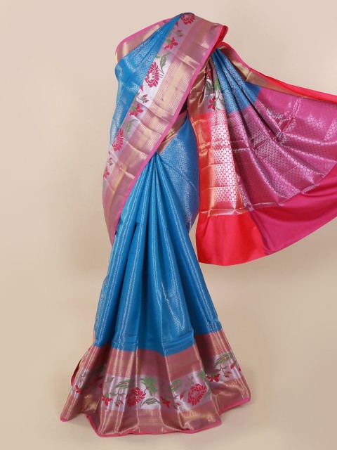 

Pothys Blue & Pink Tissue Woven Design Saree