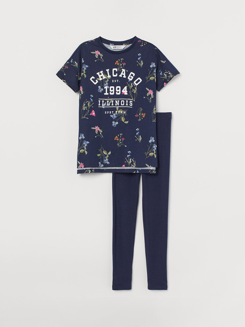 

H&M Girls Blue 2-Piece Printed Set