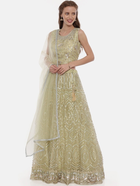 

Neerus Green & Gold-Toned Embellished Ready to Wear Lehenga & Blouse with Dupatta