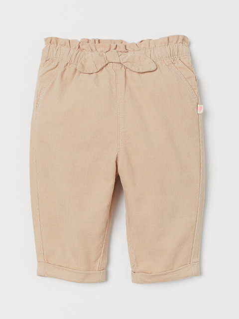 

H&M Girls Beige Solid Paper Bag Trousers