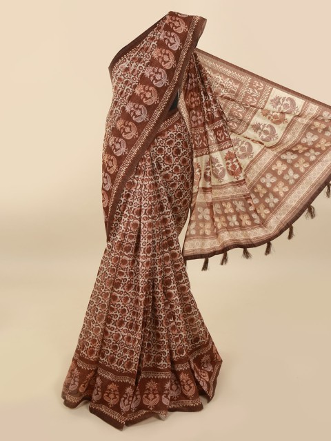 

Pothys Brown Printed Cotton Blend Saree