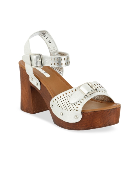 

ELLE Women Silver-Toned Solid Block Heels