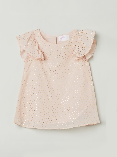 max Girls Pink Printed Flared Sleeves Top