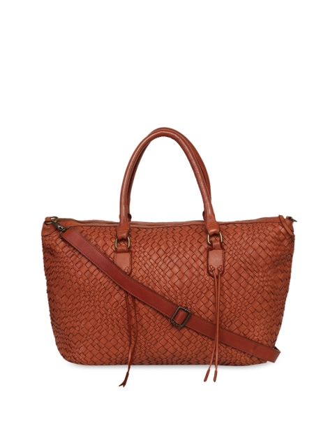 

EVER HYDE Rust Brown Woven Design Handheld Bag