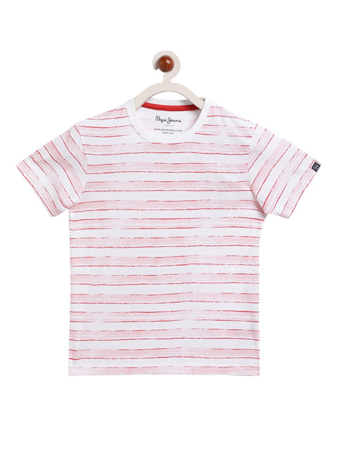

Pepe Jeans Boys Pink Striped V-Neck T-shirt