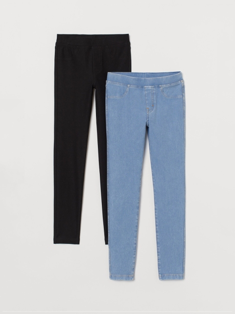 

H&M Girls Blue & Black Solid 2-pack treggings