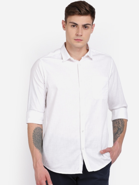 

Crocodile Men White Regular Fit Solid Casual Shirt