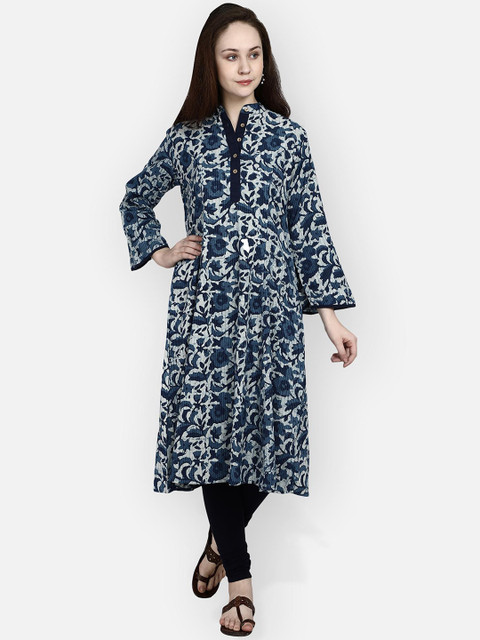 

Molcha Women Blue & White Printed Kurta