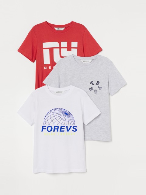 

H&M Boys Red & Grey Printed 3-pack printed T-shirts