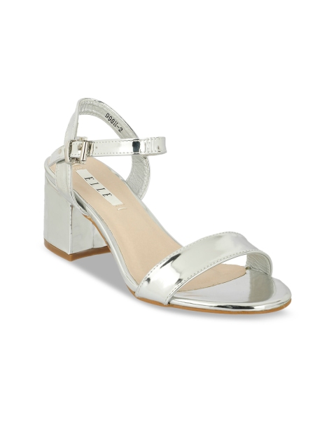 

ELLE Women Silver-Toned Solid Block Heels
